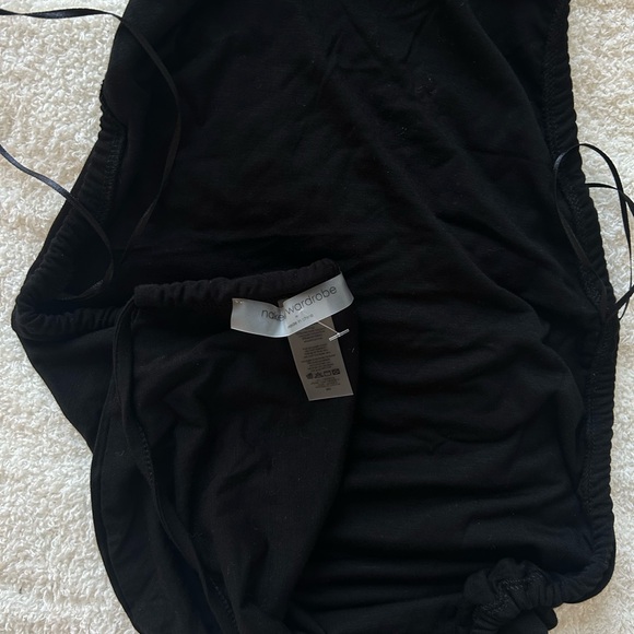 NWOT Naked Wardrobe Black Shirred Apron Tie Back Halter Top - Picture 5 of 6